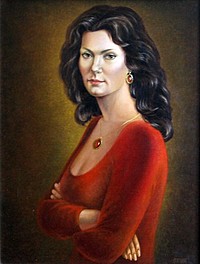 Portret kobiety; olej na płótnie, 66×50 cm, 1994