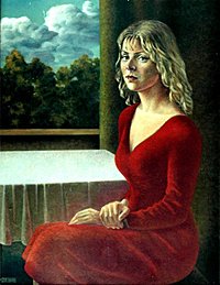 Portret kobiety; olej na kartonie, 72×56 cm, 1998