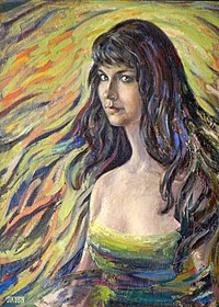 Portret; olej na płótnie, 72×56 cm, 2001