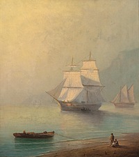 Iwan Konstantinowicz Ajwazowski | CISZA MORSKA, PO 1850 | olej, płótno | 45.5 x 41.5 cm