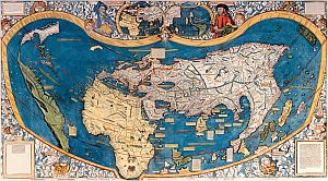 Mapa Waldseemüllera (1507), na której po raz pierwszy pojawia się nazwa „Ameryka” (fot. ze strony www.1421.tv)