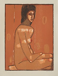 Nowosielski Jerzy - Akt, 1997, serigrafia barwna, papier kremowy, 78.5×57.5 cm