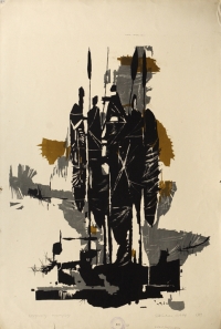 Wojownicy murzyńscy, litografia, 65 x 48 cm (79 x 53 cm)