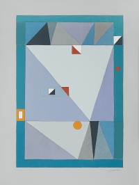 Nowosielski Jerzy - Abstrakcja, 1997, serigrafia barwna, papier jasnoszary, 75.3 x 53.6 cm