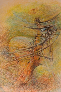Władysław Gałczyński, bez tytułu, karton, pastel ol., 40×90cm