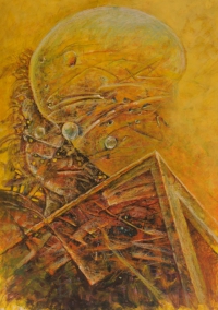 Władysław Gałczyński, bez tytułu, karton, akryl, pastel ol., 45×90cm