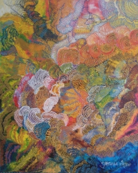 Jadwiga Hajdo, NAD STAWEM, akryl na płótnie, 81×65