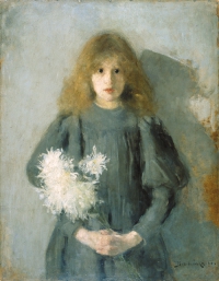 Olga Boznańska, Dziewczynka z chryzantemami, 1894, własność MNK