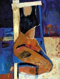 Aleksandra Rej-Fabisiak, Lampa, z cyklu Sprzęty domowe (olej, płótno, 70x50 cm)