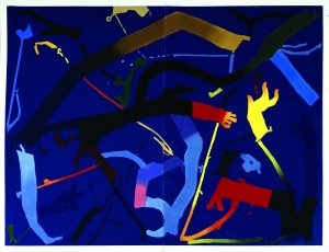 Noriko Ogawa, Japonia, Composition on deep blue, akwatinta