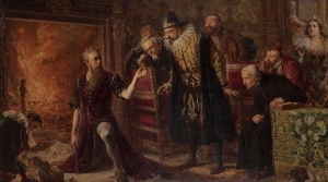 Jan Matejko, Alchemik Sędziwój i król Zygmunt III,1867;ol. deska 72,5 x130-70x125