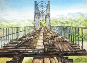 Hanna Sińczuk, Most w Stobnicy, akwarela, 39×27cm, 2015
