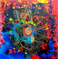 Jadwiga Hajdo, W moim kosmosie, 80×80, akryl, płótno