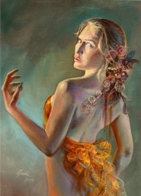 Iwona Grądzka, Luźna kokarda, akryl, 50×70 cm, 2014