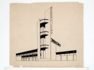 Bohdan Lachert i Józef Szanajca, projekt pawilonu budownictwa na Powszechną Wystawę Krajową, 1928, Muzeum Architektury we Wrocławiu