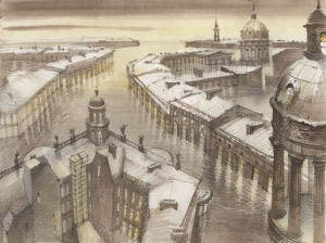 Sen o Sankt Petersburgu II, kreda na papierze, 2005