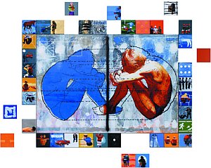 2005, „Budowanie tożsamości I”, olej na płótnie 240x260 cm