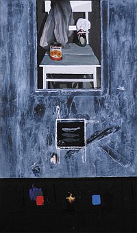 2001, „Mury Przeszłości”, olej na płótnie, 170x100 cm