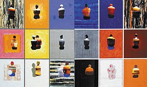 2003, „Obecni nieobecni V”, olej na płótnie, 180x300 cm