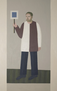 Autoportret z abstrakcją, 2008, ol. pł., 180×110 cm, własność artysty