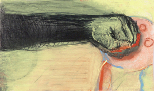 Miriam Cahn, o.T. 10.05.2012, 2012, pastel i węgiel na papierze, 39×23cm