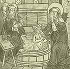 Jadwiga, babka Bolesława, kąpie go w wodzie, w której zakonnice obmywały stopy