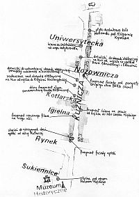 Mapka przedstawiająca plan artystycznej dywersji Wojciecha Gilewicza<br>(fot. www.entropia.art.pl)