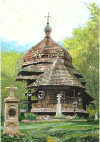 Mirosław Sojnowski, Cerkiew w Ulucz; pastel; 40×30