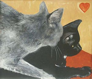 Dorota Brodowska „Koty II”, olej na płótnie, 46×61 cm, 2007