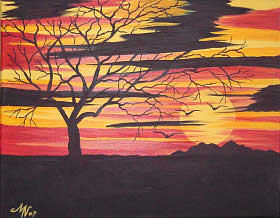 Molly Nixon „Zachód słońca”<br/>Źródło: www.painting.about.com