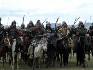 Żołnierze armii mongolskiej jako filmowi statyści